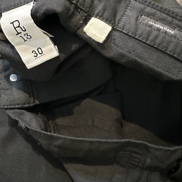 R13 Jane Women Jeans 30 Black Bedford Cord  Wide Leg NWT 90s Minimalist Grunge - Picture 11 of 13